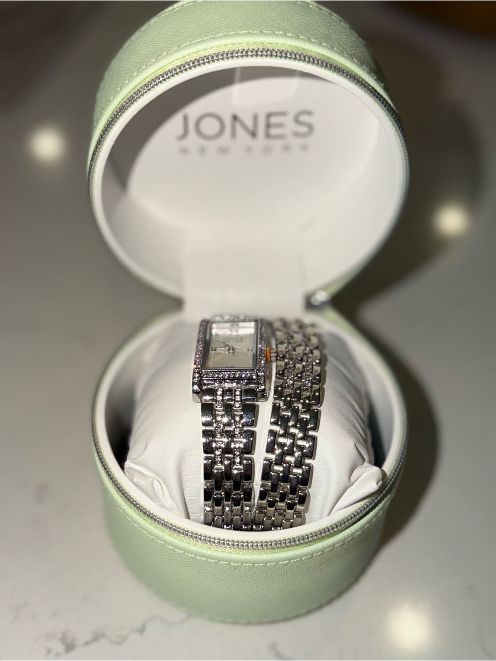 NEW Jones New York Women's Quartz Analog Rectangle Silver Dial Bracelet Watch Bo